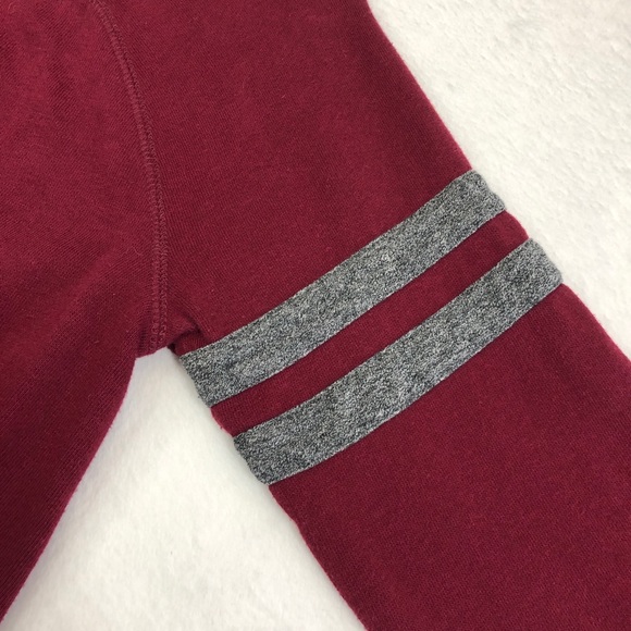 SO perfect sweatshirt pullover color block varsity stripe burgundy maroon top M - Picture 5 of 9